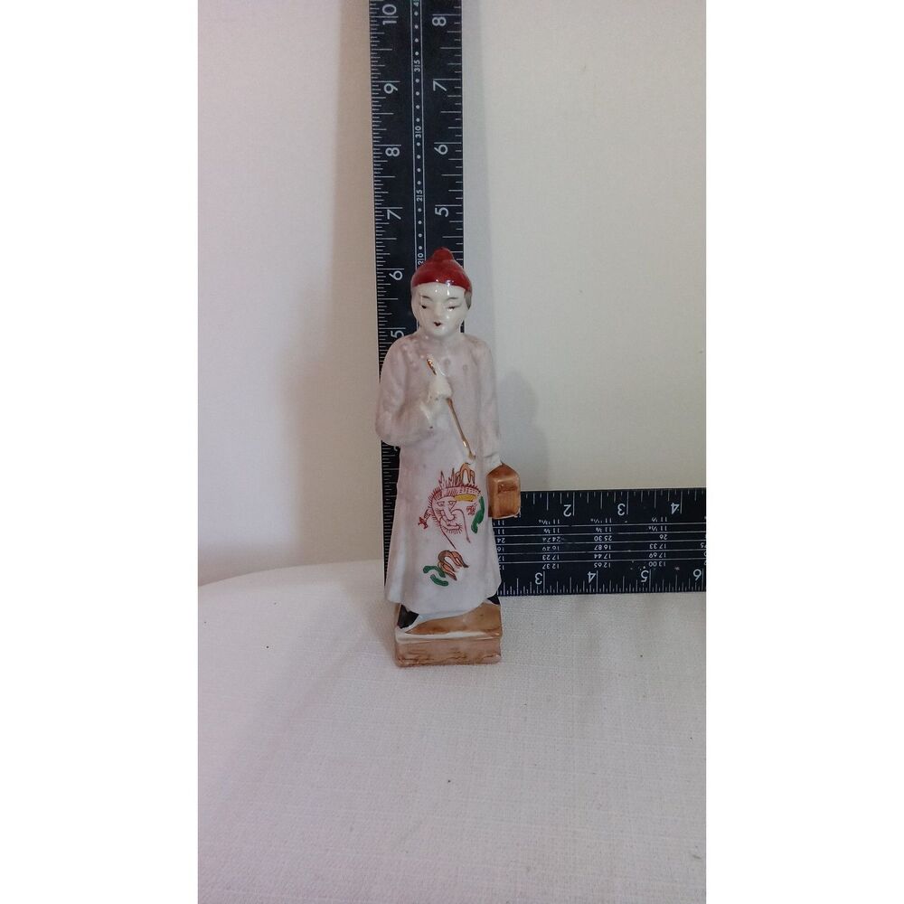 Vintage Japanese Ceramic Figurine Chinese Scholar 7 Inch Marked Japan